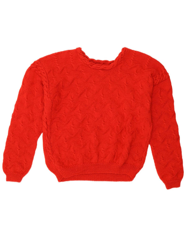 Vintage mujer cuello redondo jersey suéter Reino Unido 14 rojo grande