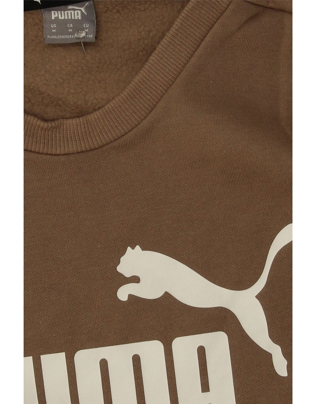 PUMA Womens Graphic Sweatshirt Jumper UK 14 Medium Brown Cotton Vintage Puma and Second-Hand Puma from Messina Hembry 