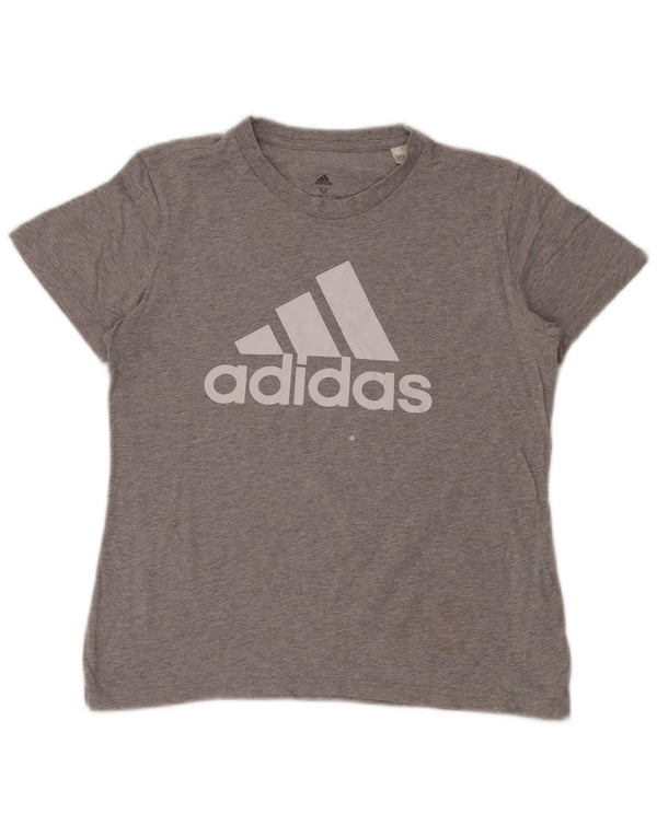 Adidas Womens Graphic T-Shirt Top UK 12 Medium Grey Cotton