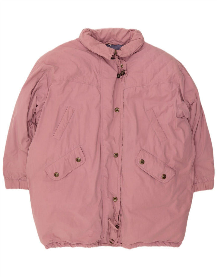 VINTAGE Chaqueta acolchada de gran tamaño para mujer EU 46 XL Poliéster rosa
