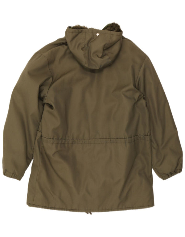 Vintage hombres con capucha Parka chaqueta IT 50 grande caqui