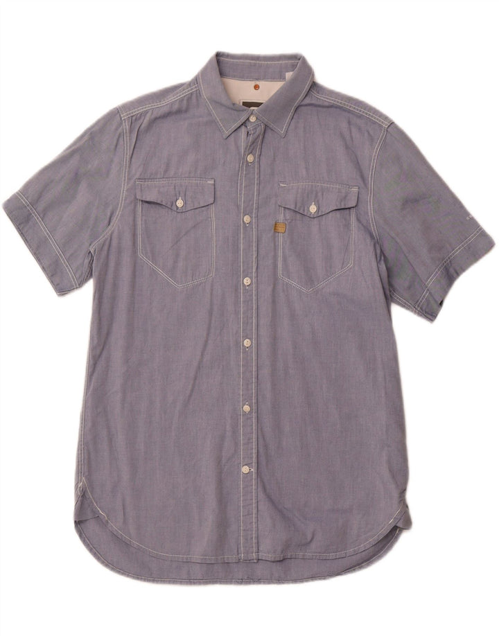 G-Star Hombre Camisa De Manga Corta Grande Azul Algodón