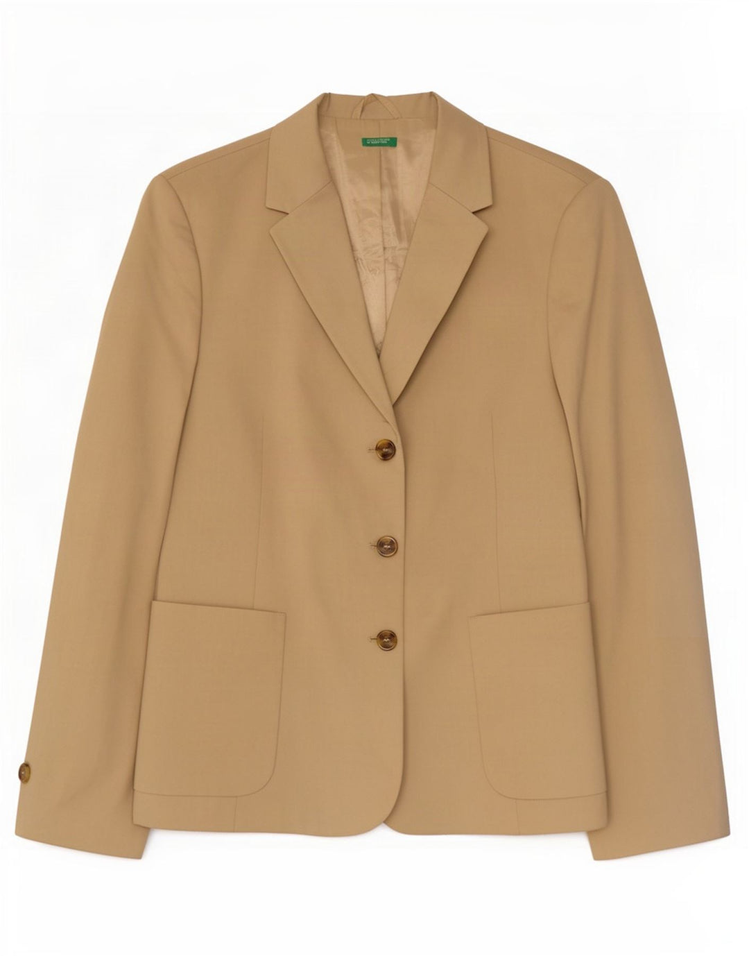 Benetton Blazer De 3 Botones Mujer IT 48 XL Algodón Beige