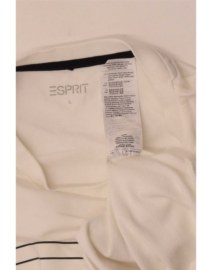 Esprit - Sudadera para mujer, talla grande, algodón a rayas blancas