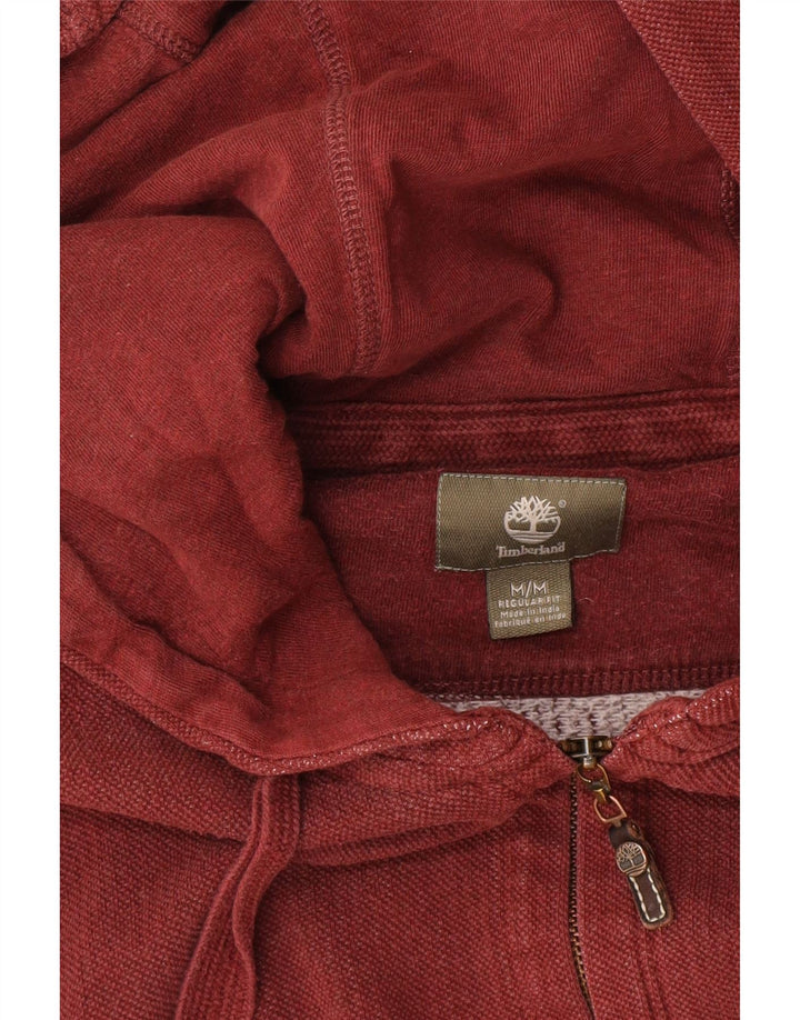 Timberland Suéter con capucha y cremallera de corte regular para hombre, color burdeos mediano