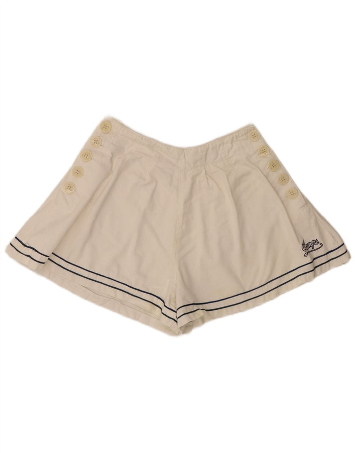 Vintage mujer casual pantalones cortos medio W28 de algodón blanco