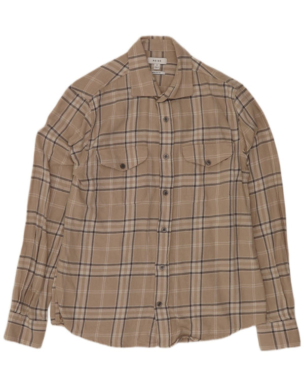 Camisa De Franela De Corte Regular De Algodón A Cuadros En Beige Medio Reiss Hombre
