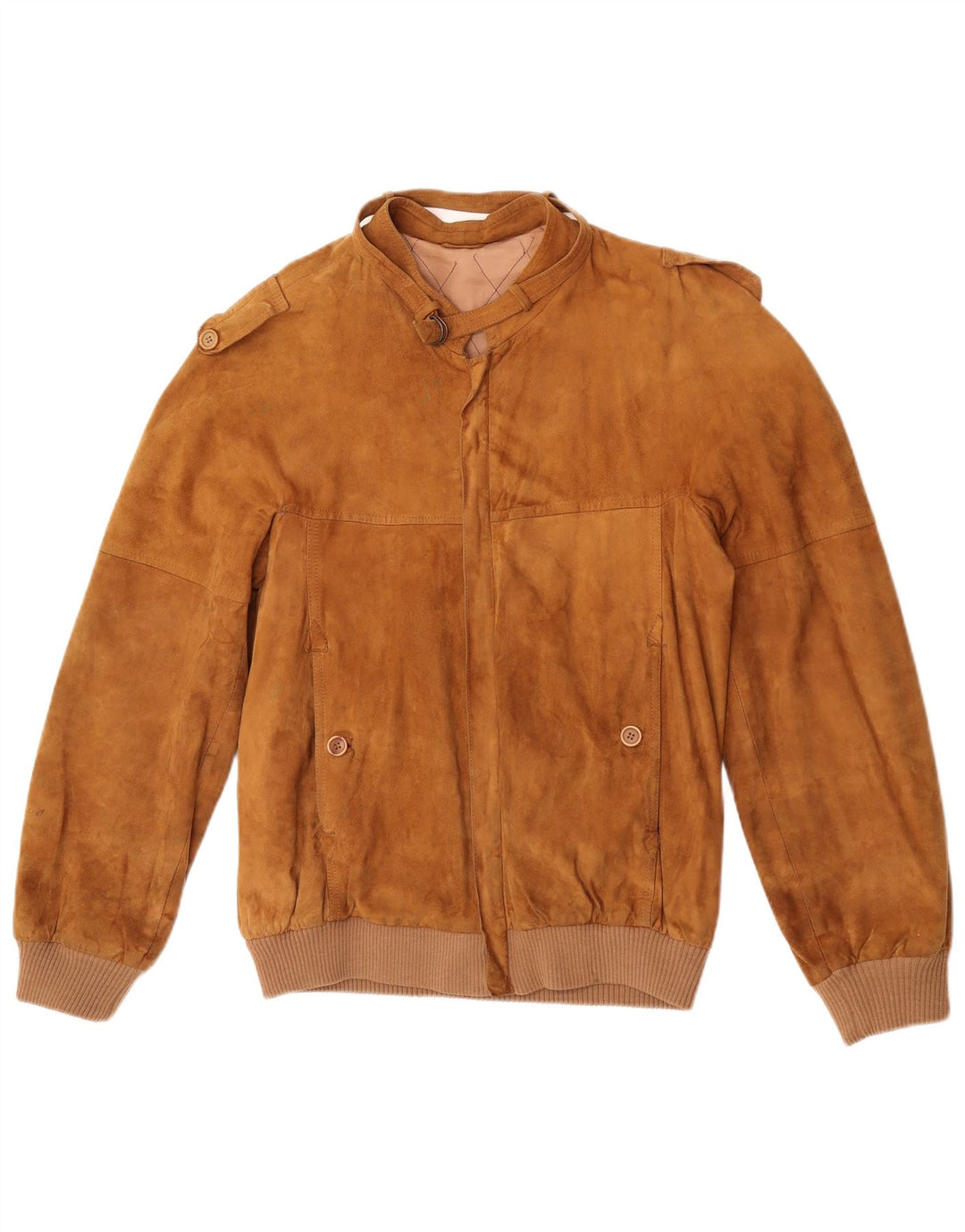Vintage hombres ante bomber chaqueta IT 50 cuero beige grande
