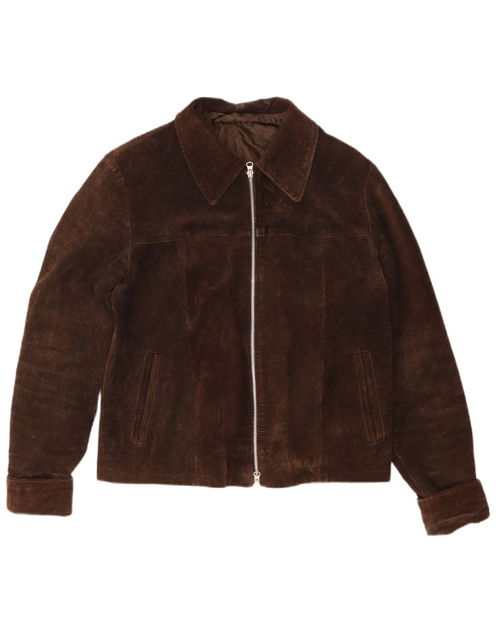 Chaqueta de ante vintage para hombre IT 48 cuero marrón medio