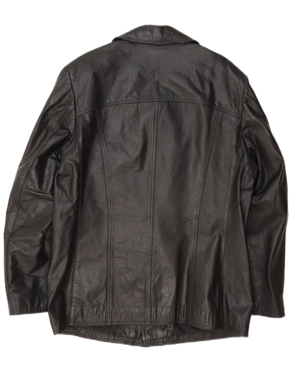 Vintage chaqueta de cuero para hombre Reino Unido 38 cuero negro medio