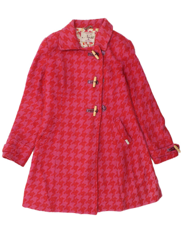 Ness Trenca para mujer UK 8 Small Pink Houndstooth Wool