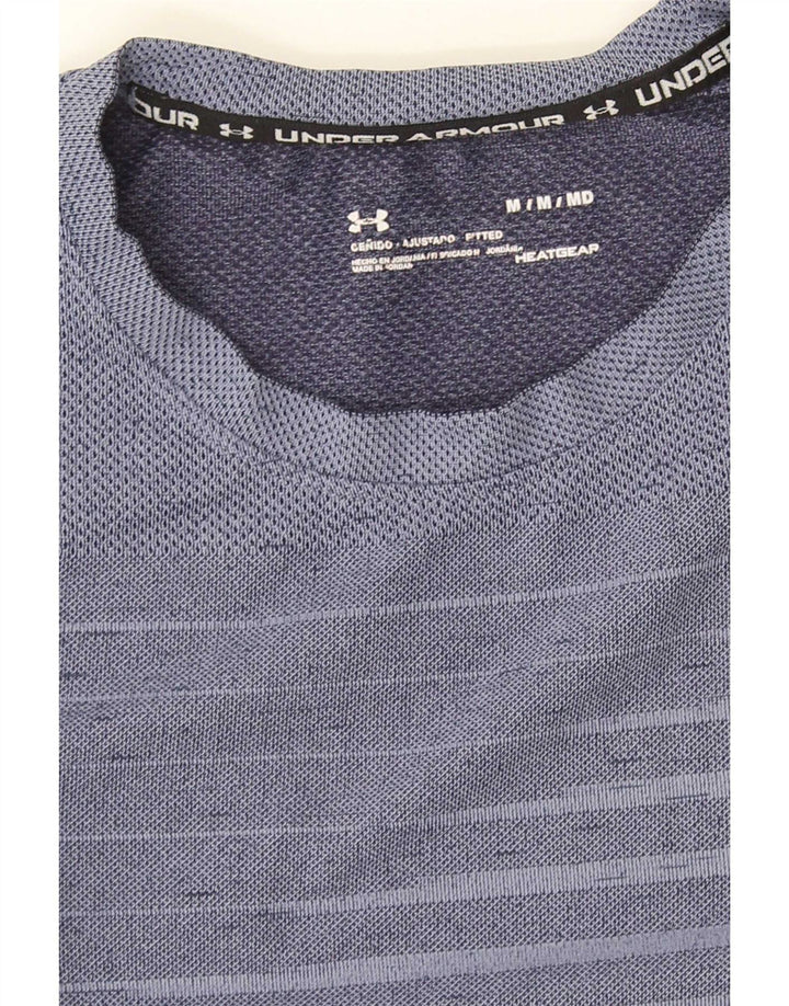 Camiseta Under Armour Heat Gear para hombre, parte superior azul medio a rayas
