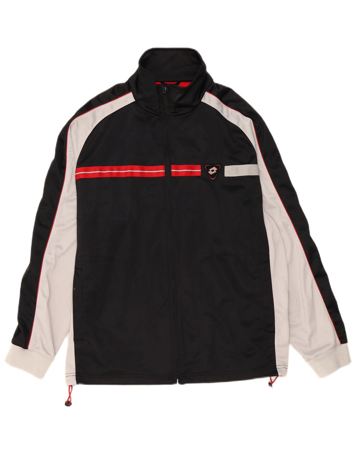 Lotto Hombre Chándal Top Chaqueta XL Negro Colorblock Poliéster