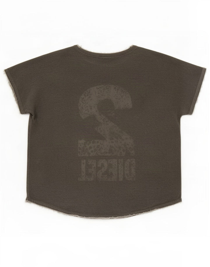 Diesel Camiseta con gráfico extragrande para mujer UK 10 Small Grey Rayon