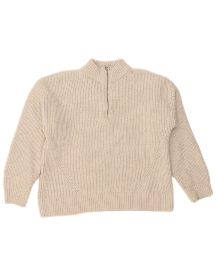 Marks & Spencer Suéter tipo jersey con cuello y cremallera para mujer UK 44 Large Off White