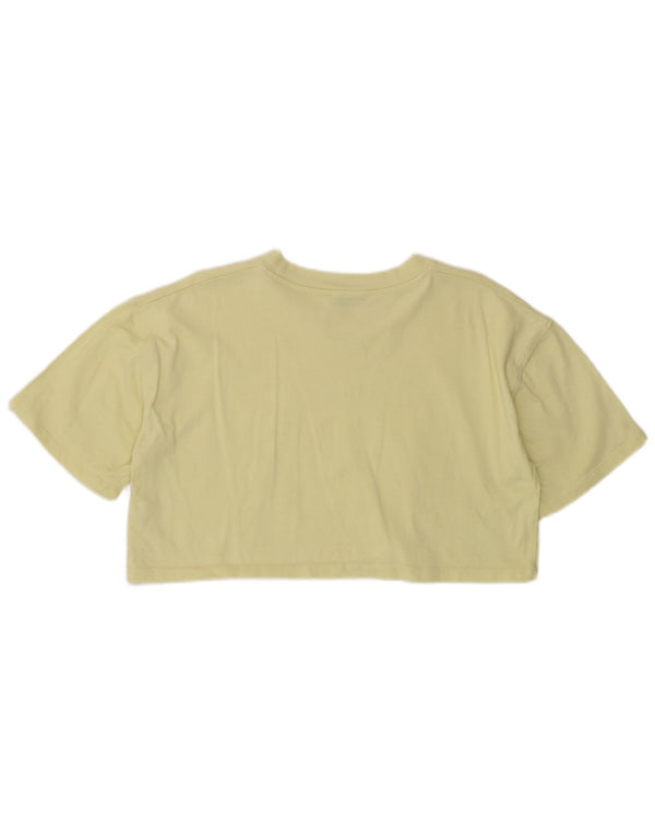 Zara Camiseta Corta De Manga Corta para Mujer Top UK 12 Algodón Amarillo Medio