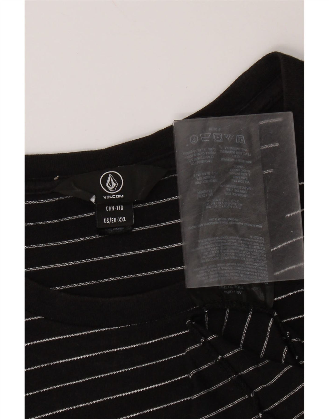 VOLCOM Camiseta Hombre Top 2XL Algodón Rayas Negro