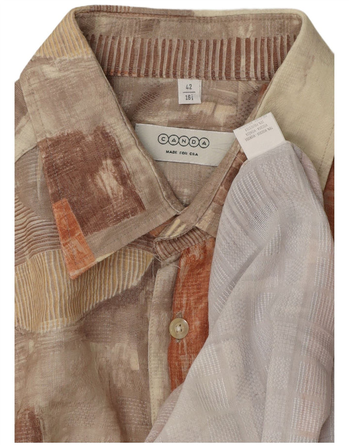 CANDA Camisa de manga corta para hombre Talla 42 16 1/2 Grande Patchwork multicolor