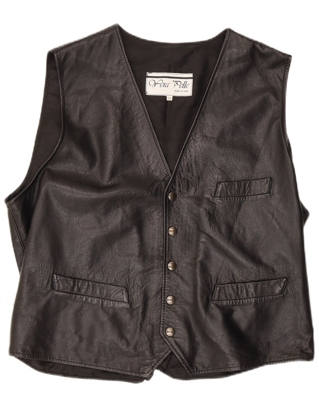 Chaleco de cuero vintage para hombre 3XL cuero negro
