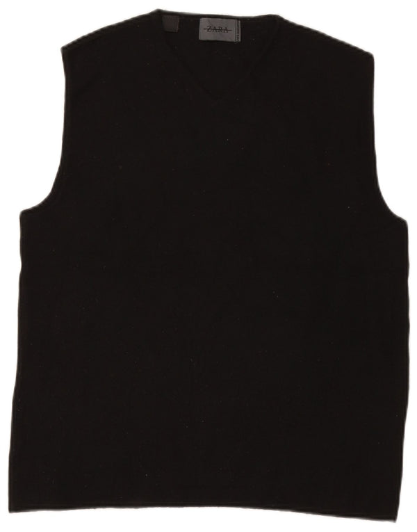 Zara Mujer Chaleco Tank Top ES 40 XL Lana Negra