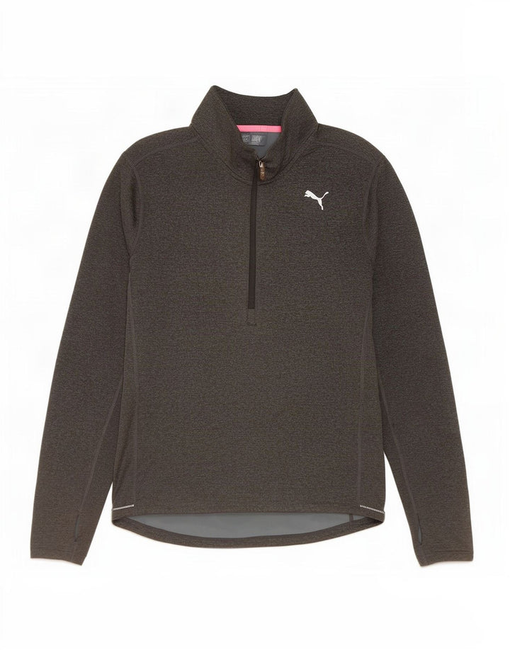 Puma Mujer Zip Neck Jersey Chándal Top UK 14 Poliéster Gris Medio