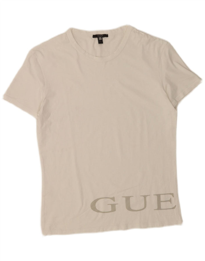 Guess Camiseta gráfica para hombre Top grande de algodón blanco