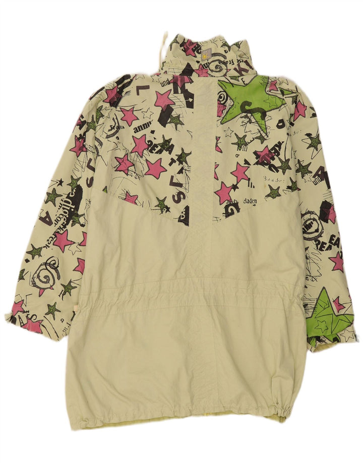 VINTAGE Abrigo cortavientos de gran tamaño para mujer EU 44 XL Verde Geométrico
