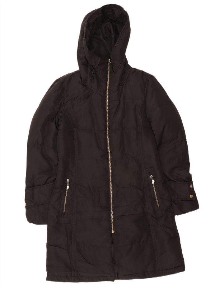 Calvin Klein Abrigo acolchado con capucha para mujer UK 10 Small Poliéster negro