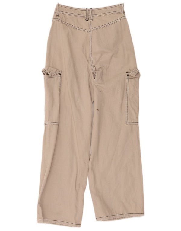 Topshop Pantalones cargo de cintura alta y pierna ancha para mujer UK 8 Small W28 L26 Beige