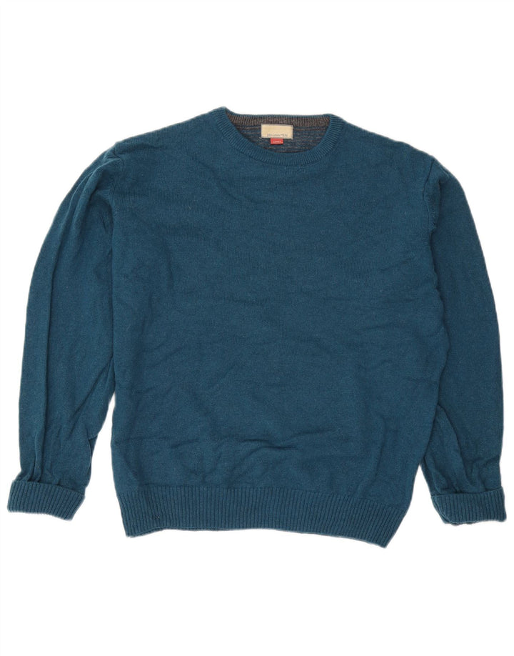 John Lewis - Jersey de cuello redondo para hombre, talla pequeña, lana merino azul