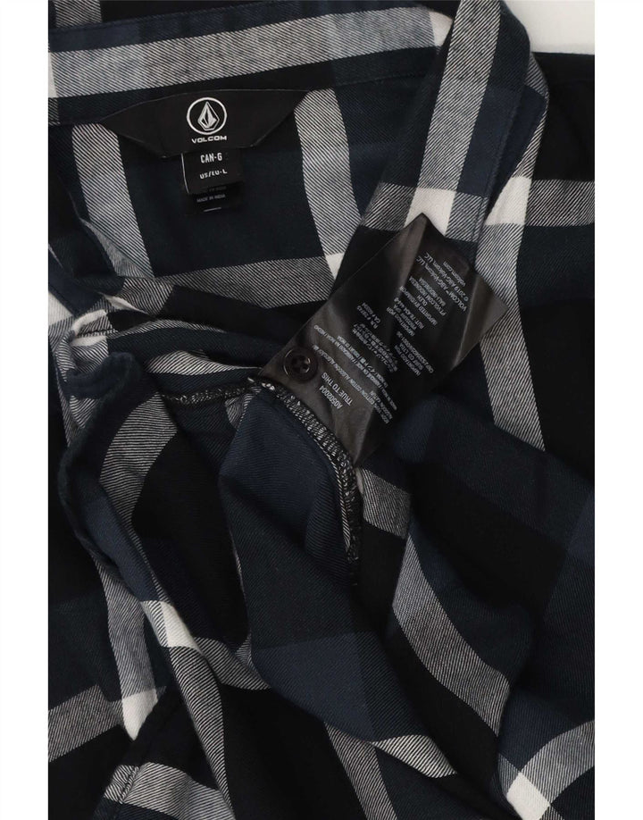 Camisa de franela Volcom para hombre, talla grande, algodón a cuadros azul marino