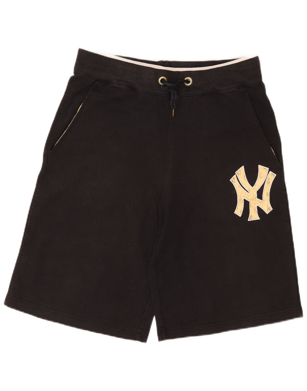 Majestic Mens New York Yankees Graphic Sport Shorts Pequeño Algodón Negro