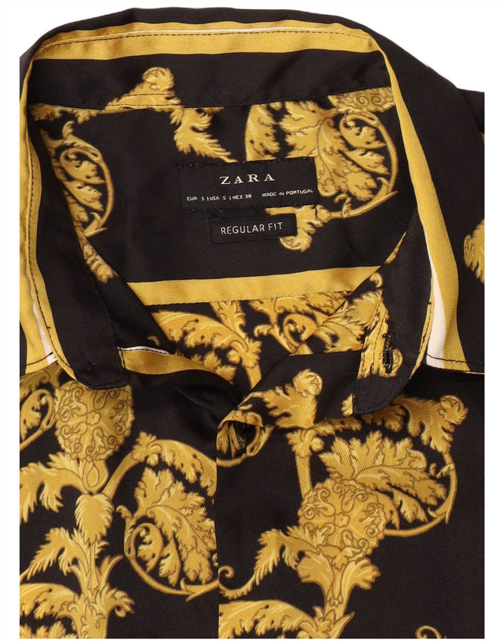 Zara Hombre Camisa Regular Fit Pequeña Paisley Negra