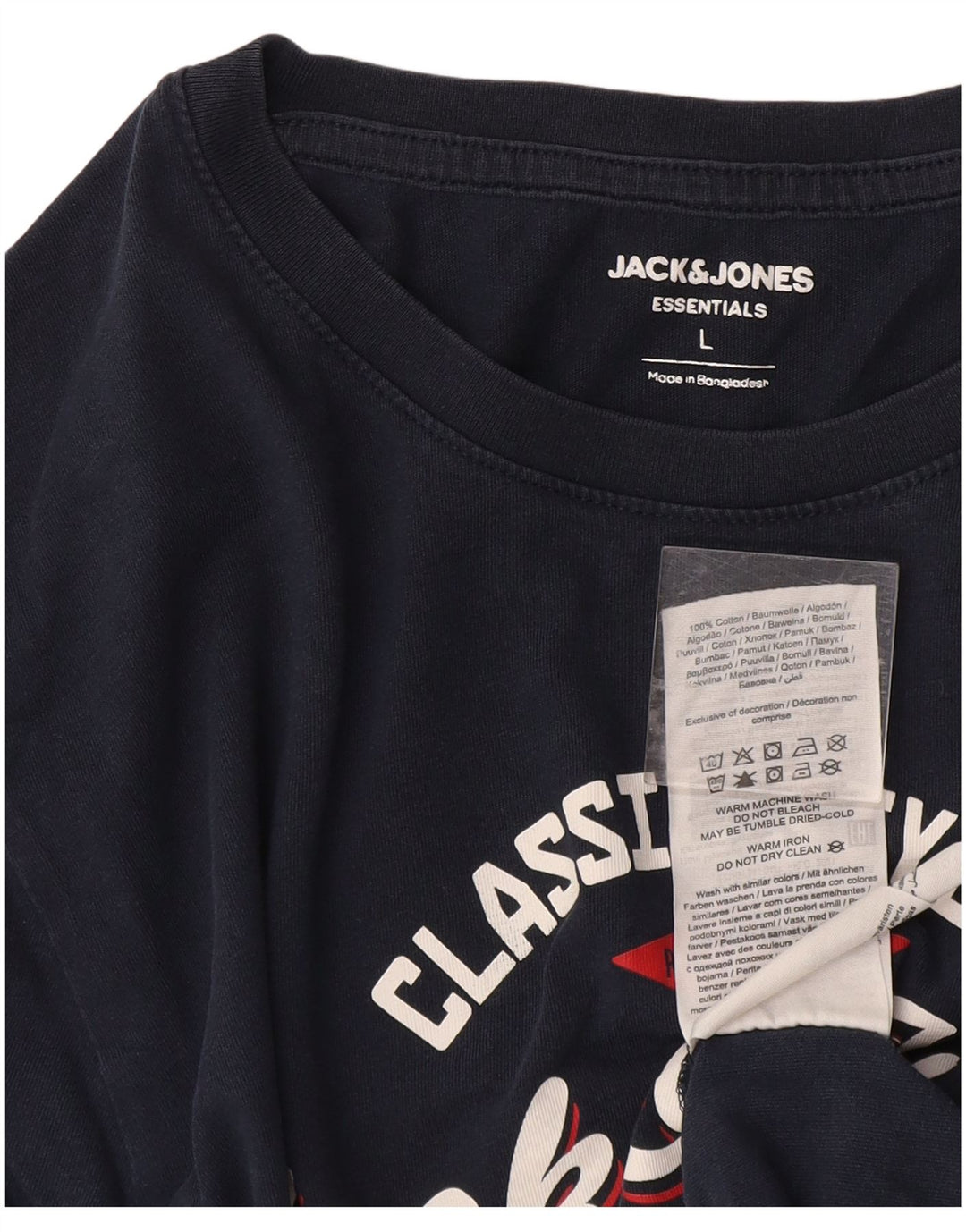 Jack & Jones - Camiseta gráfica para hombre, talla grande, algodón azul marino