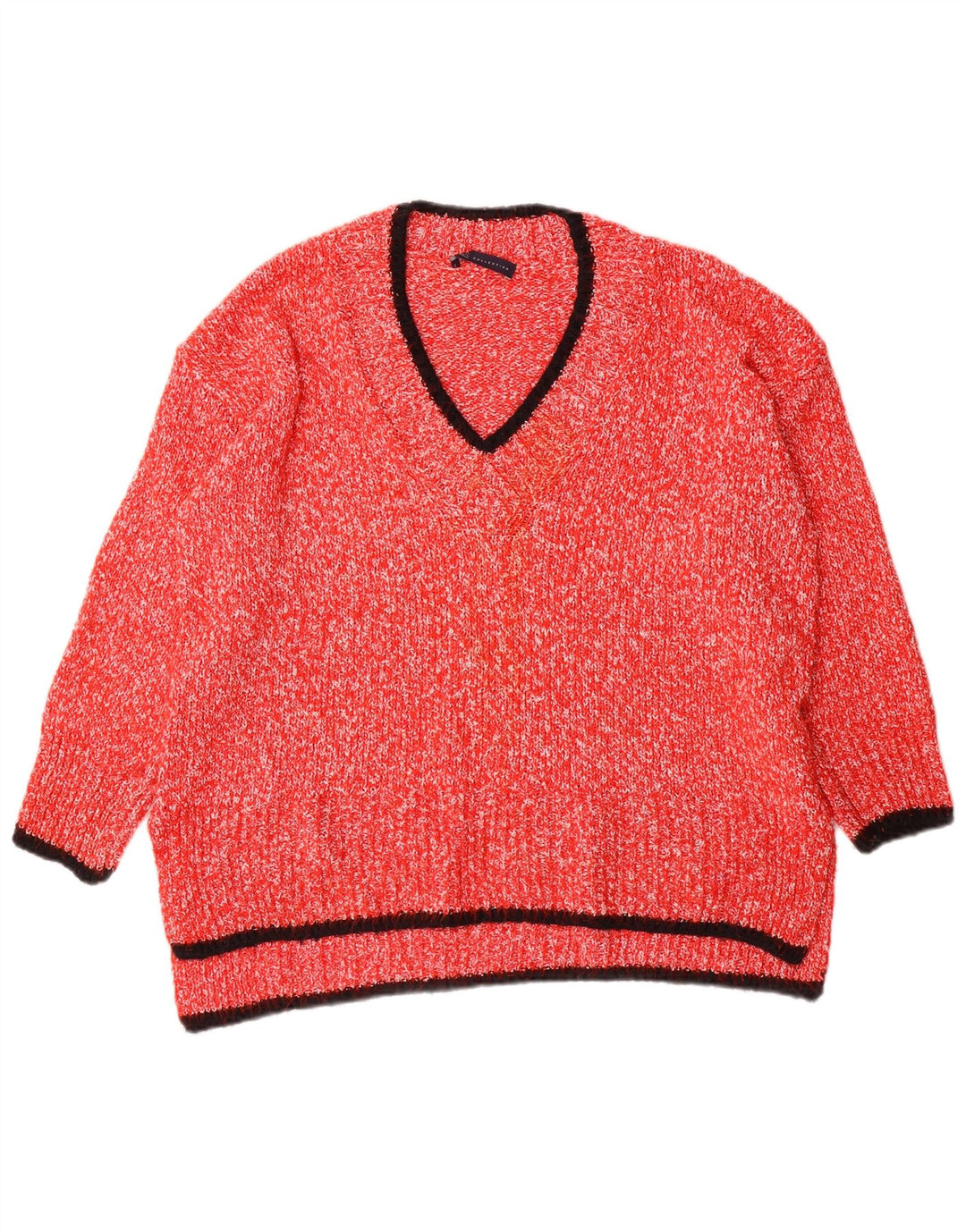 Marks & Spencer Suéter con Cuello en V para Mujer UK 46 Grande Poliéster Rojo