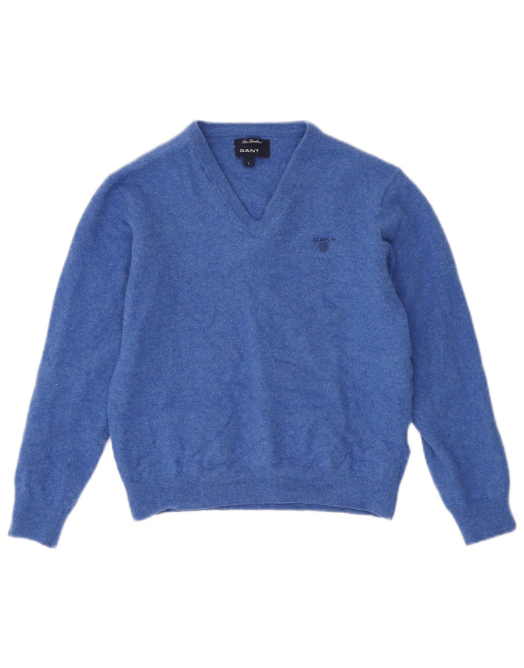 Gant Jersey con cuello en V para niños, talla grande, lana de cordero azul, 7-8 años
