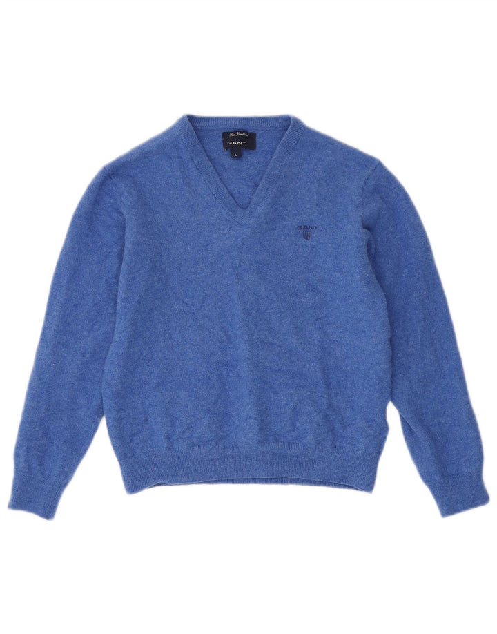 Gant Jersey con cuello en V para niños, talla grande, lana de cordero azul, 7-8 años