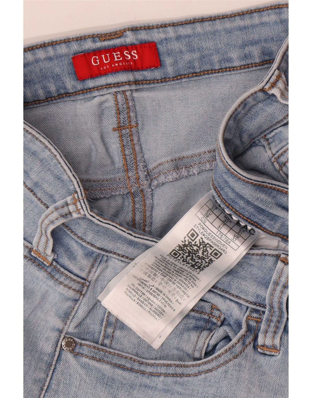 Guess Vaqueros Slim Desgastados Mujer W33 L27 Algodón Azul