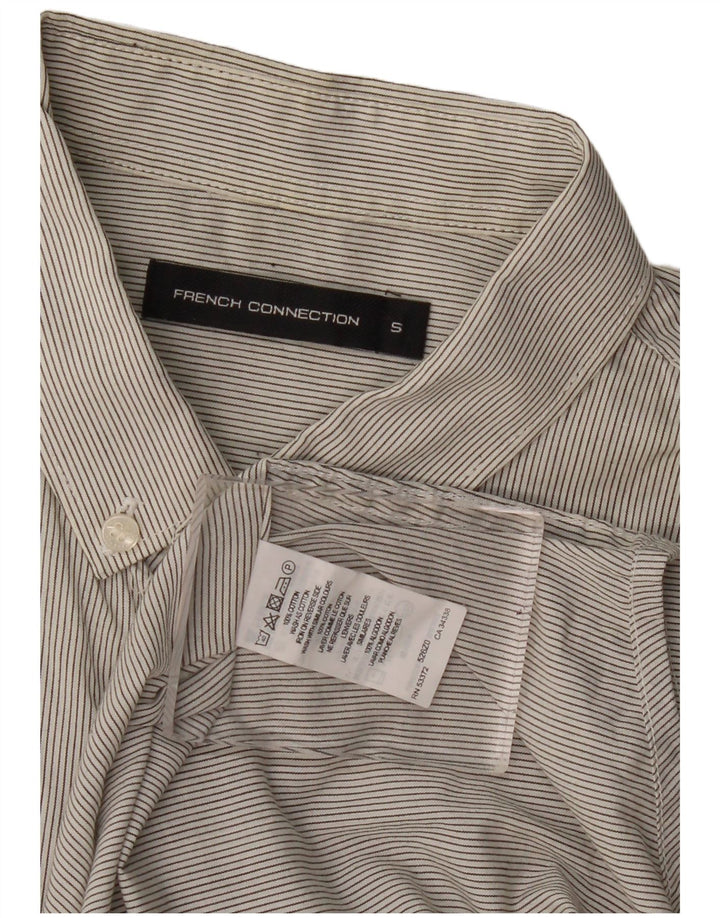 FRENCH CONNECTION Camisa de hombre pequeña de algodón gris a rayas