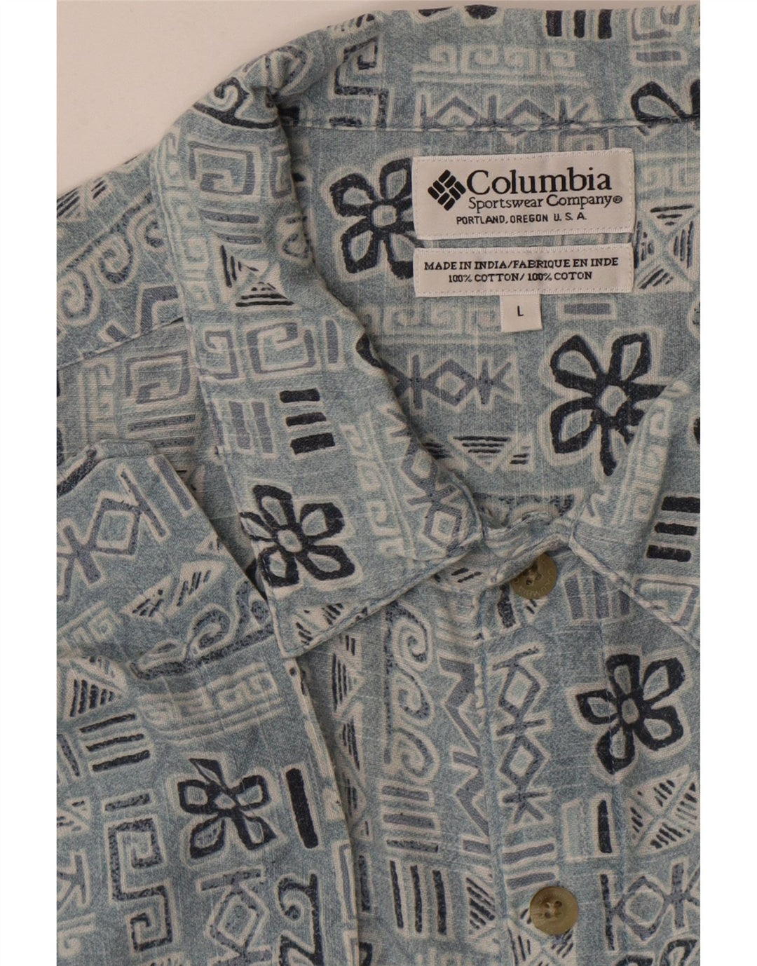 Columbia Camisa de manga corta para hombre de algodón floral azul grande