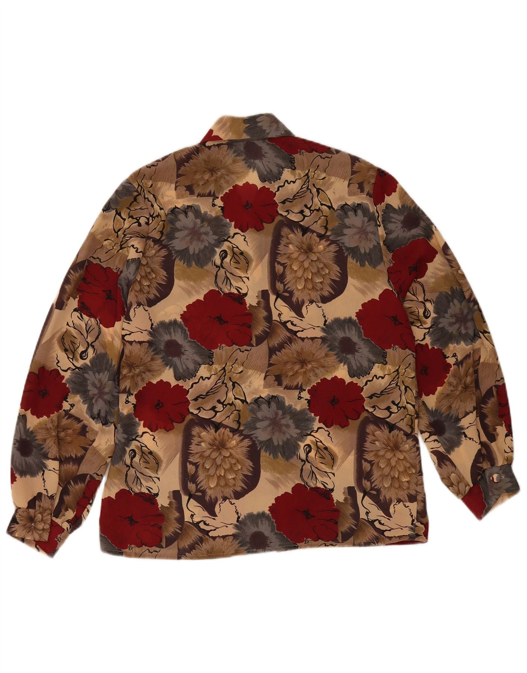 Vintage mujer camisa blusa Reino Unido 12 poliéster floral multicolor medio