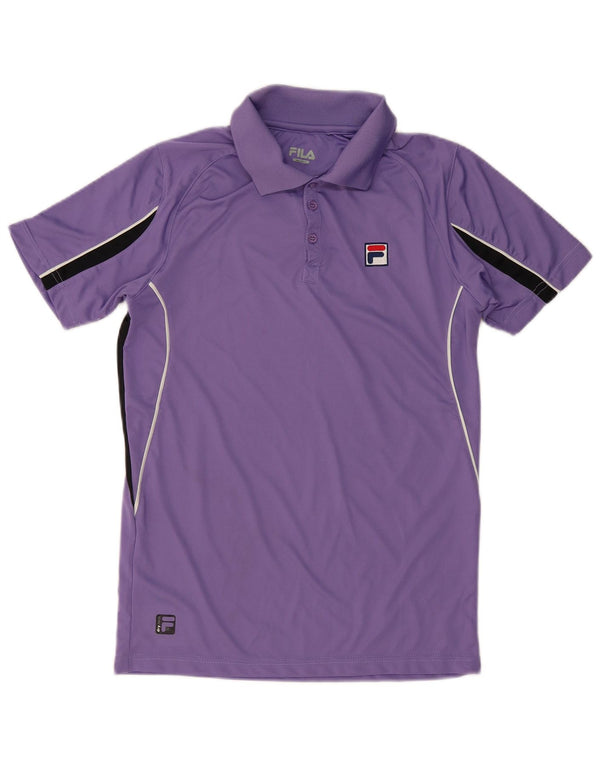 FILA Polo para hombre, poliéster color block, color morado pequeño
