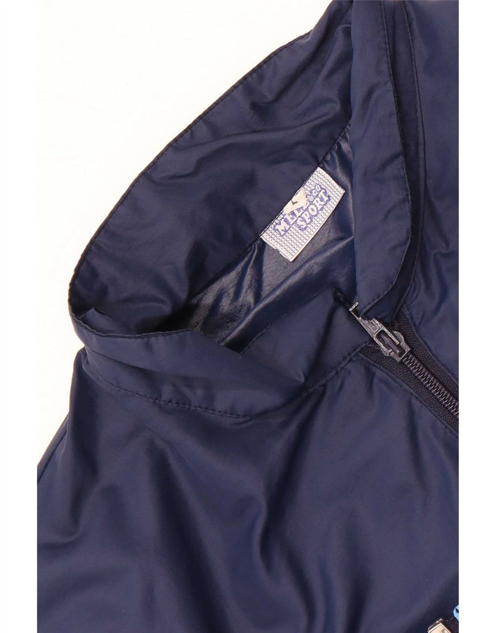 Vintage hombres chándal top chaqueta grande azul marino colorblock