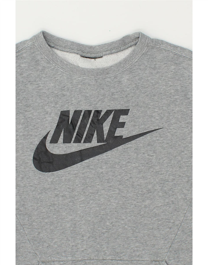 NIKE Womens Graphic Sweatshirt Jumper UK 12 Medium Grey Cotton Vintage Nike and Second-Hand Nike from Messina Hembry 