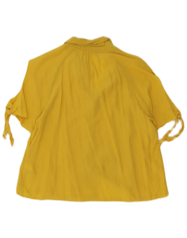 Guess Blusa de manga corta para mujer UK 8 Small Viscosa amarilla