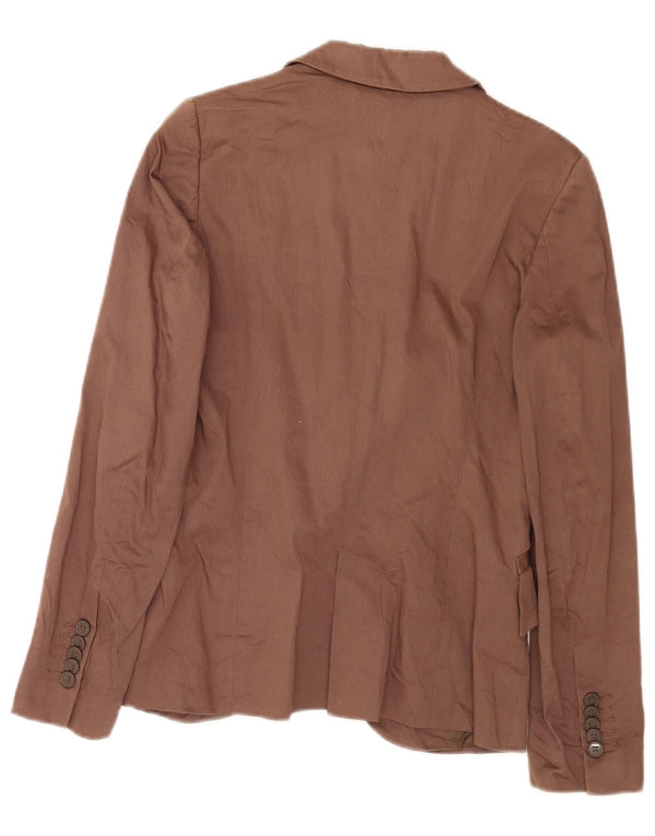 Zara Mujer Chaqueta Blazer De 1 Botón UK 10 Small Marrón Algodón