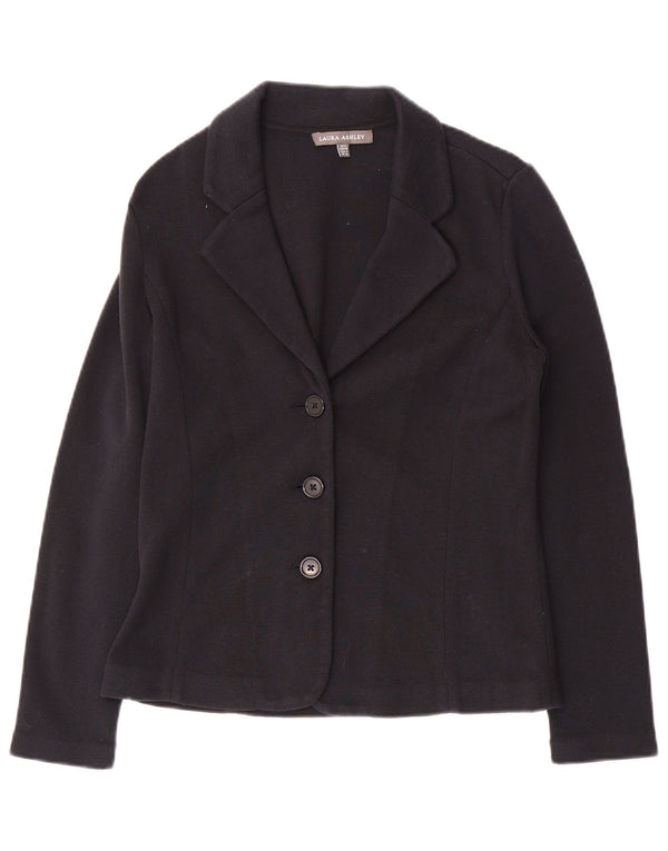 Laura Ashley Chaqueta Blazer de Punto con 3 Botones para Mujer UK 8 Small Azul Marino Algodón