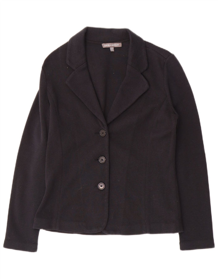 Laura Ashley Chaqueta Blazer de Punto con 3 Botones para Mujer UK 8 Small Azul Marino Algodón