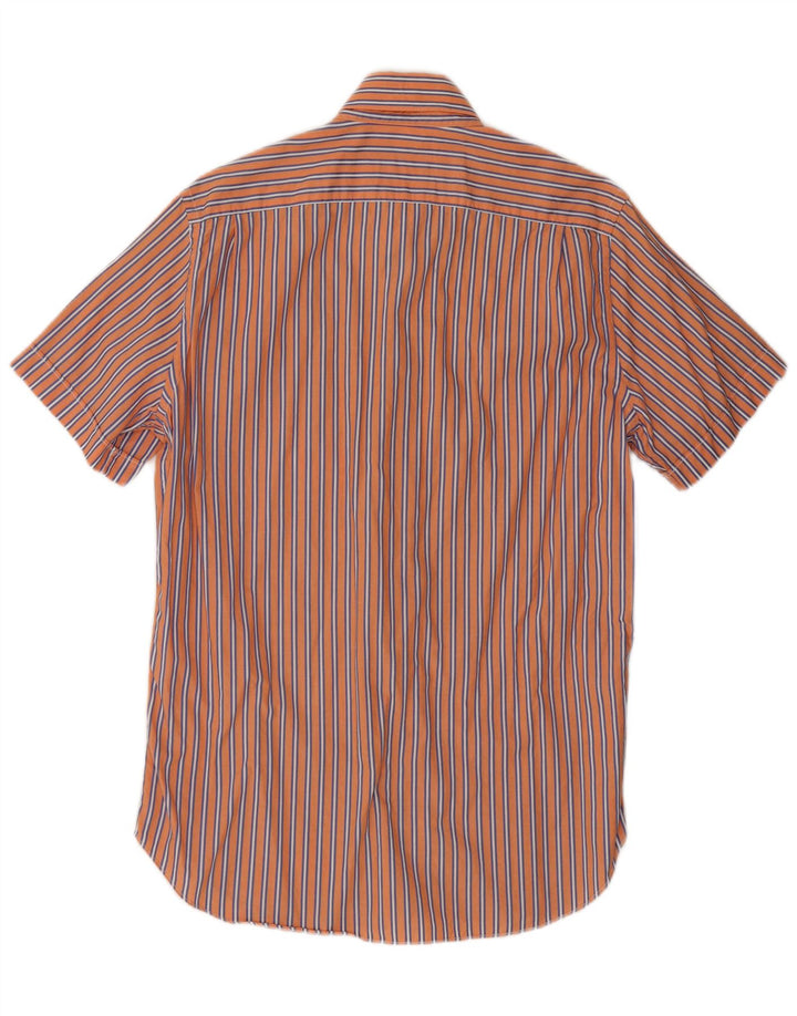 Camisa Massimo Dutti Hombre Manga Corta Algodón Rayas Naranja Medio