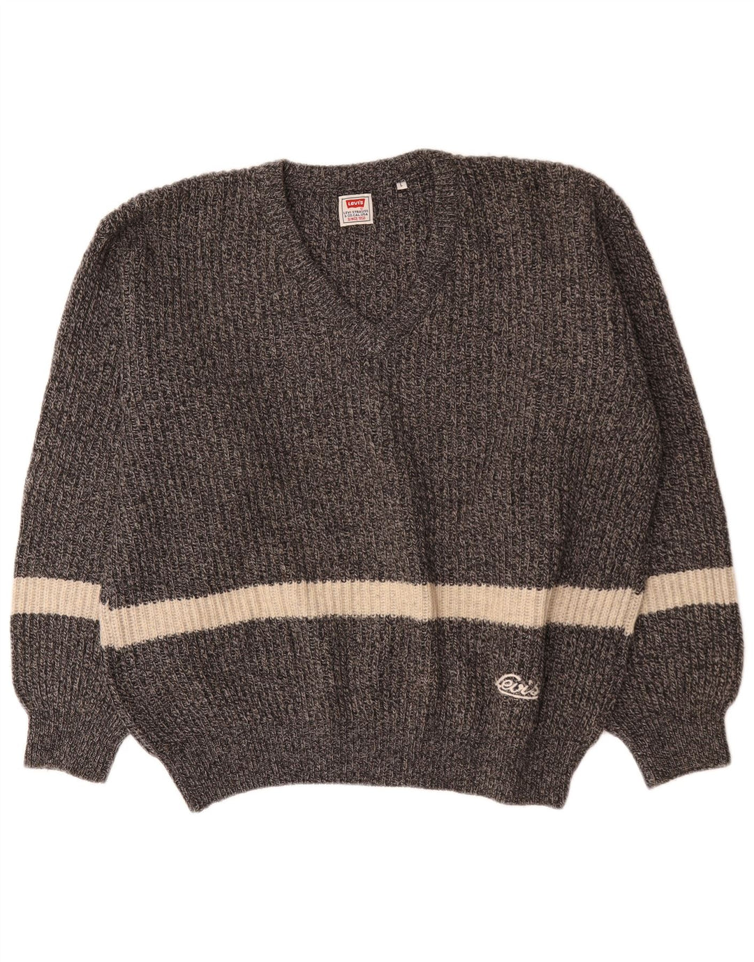 Levi's Jersey con cuello en V de lana gris grande para hombre